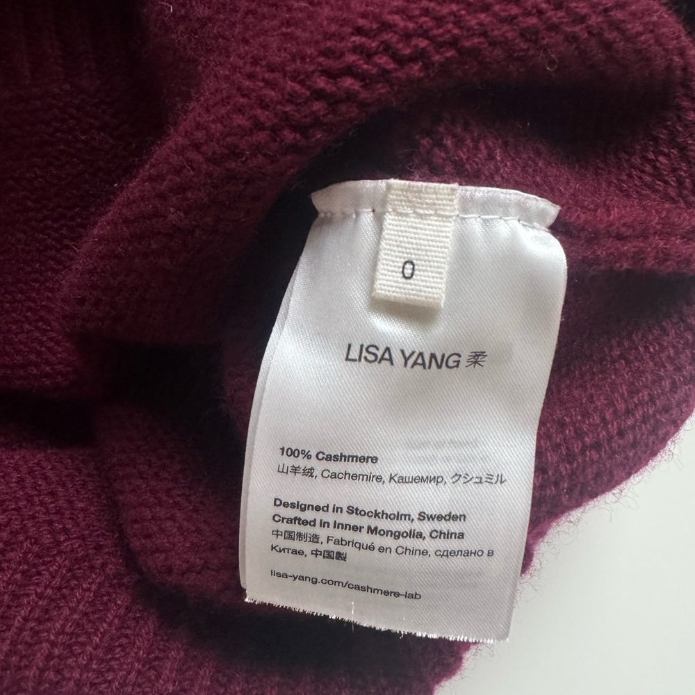 Lisa Yang Heidi Burgundy Cashmere Turtleneck Sweater - Picture 6 of 6